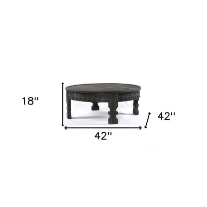 42" Gray Solid Wood Round Coffee Table HomeRoots