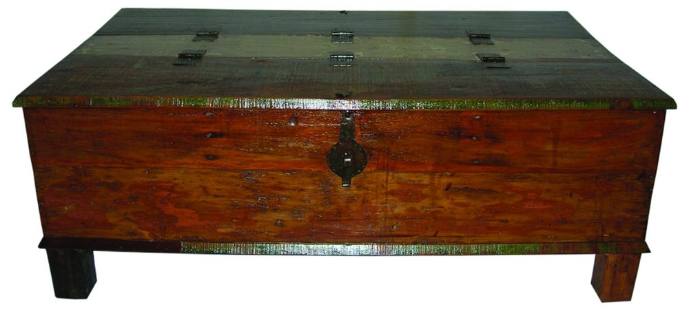 50" Brown Solid Wood Distressed Lift Top Coffee Table — view 1