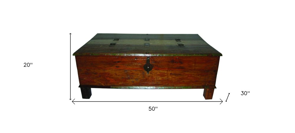 50" Brown Solid Wood Distressed Lift Top Coffee Table — view 3