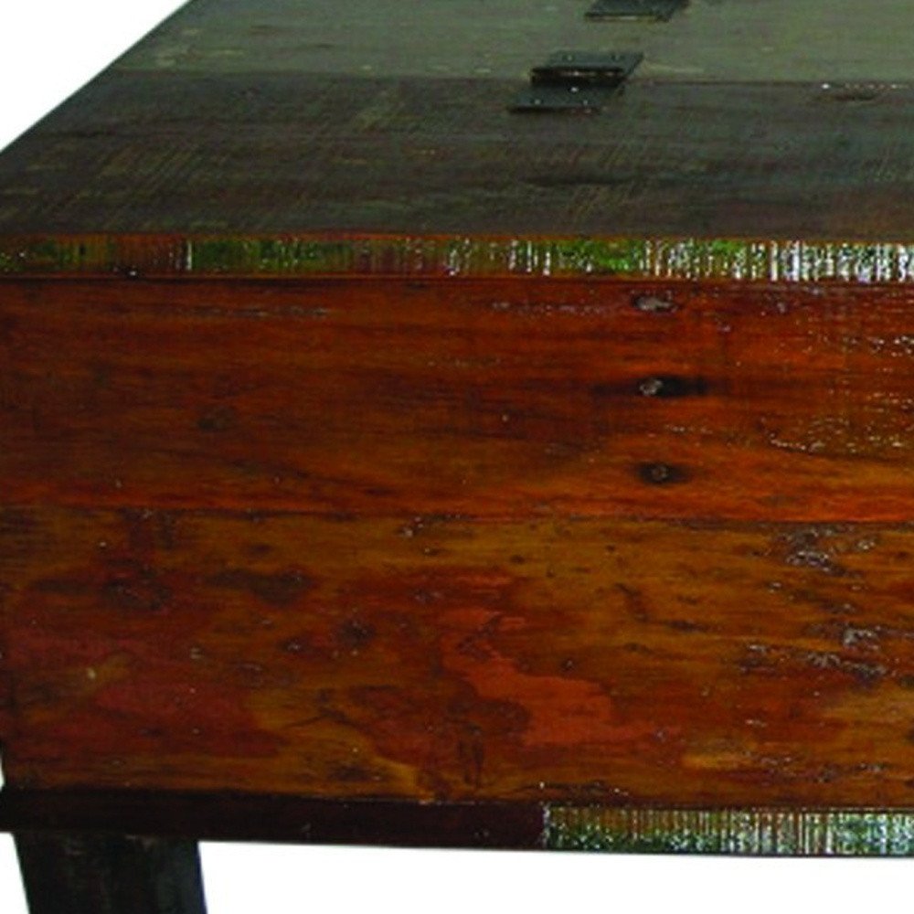 50" Brown Solid Wood Distressed Lift Top Coffee Table — view 4