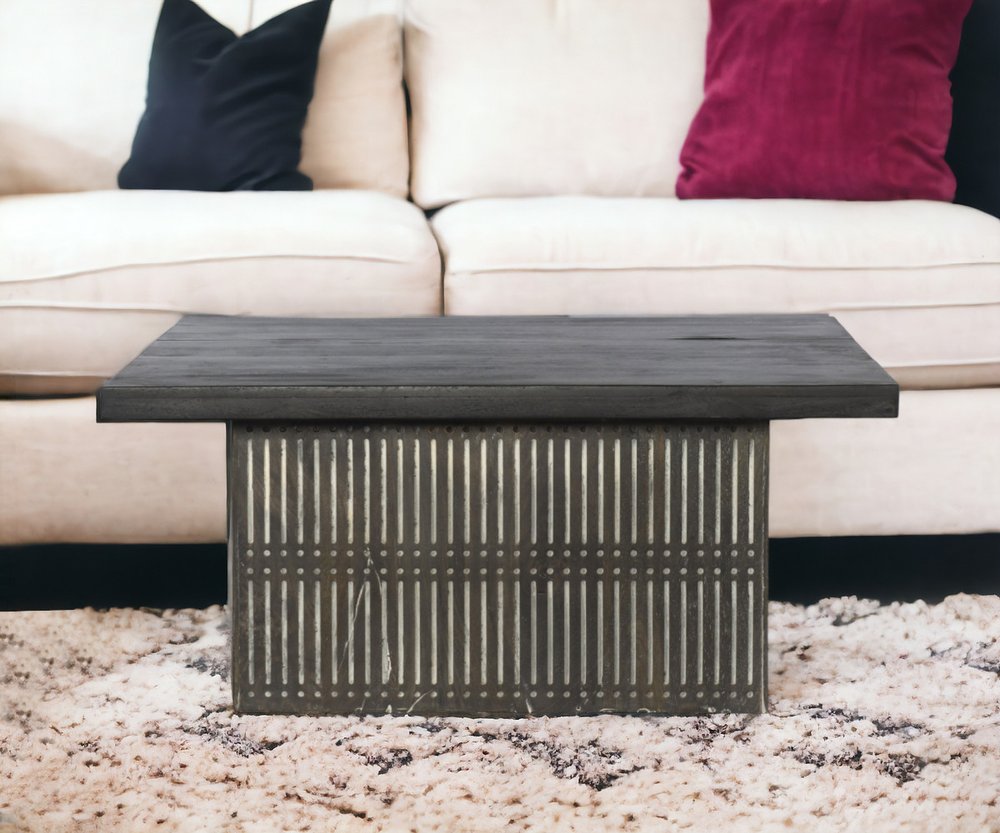 40" Brown Solid Wood Lift Top Pedestal Coffee Table HomeRoots