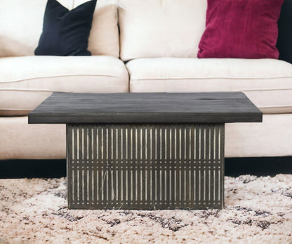 40" Brown Solid Wood Lift Top Pedestal Coffee Table HomeRoots