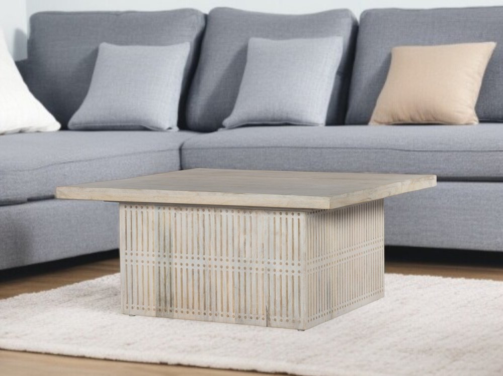 40" Ivory Solid Wood Lift Top Pedestal Coffee Table HomeRoots