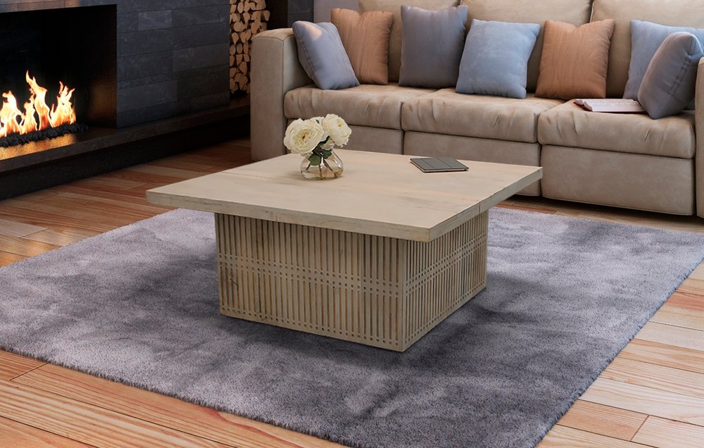 40" Ivory Solid Wood Lift Top Pedestal Coffee Table HomeRoots