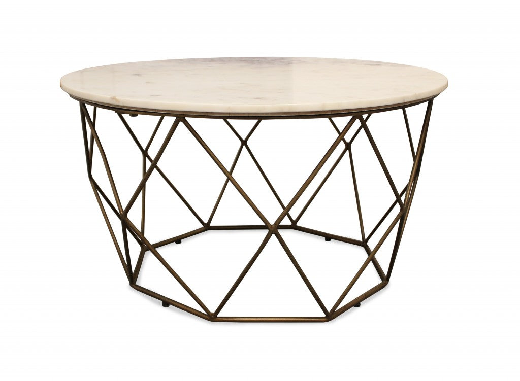 Round Mable and Iron Geometric Coffee Table