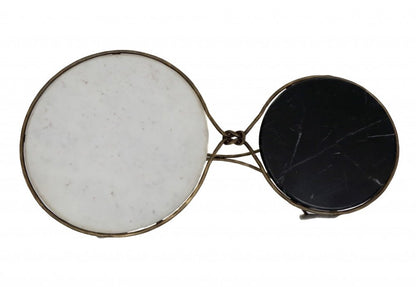 48" Black Ivory and Brass Genuine Marble and Iron Round Frame Coffee Table HomeRoots
