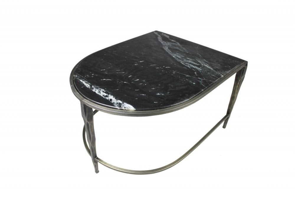 Set of Two Clear and Gold Glass and Iron Oval Frame Nested Coffee Tables HomeRoots