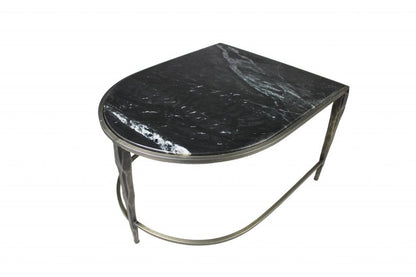 Set of Two Clear and Gold Glass and Iron Oval Frame Nested Coffee Tables HomeRoots