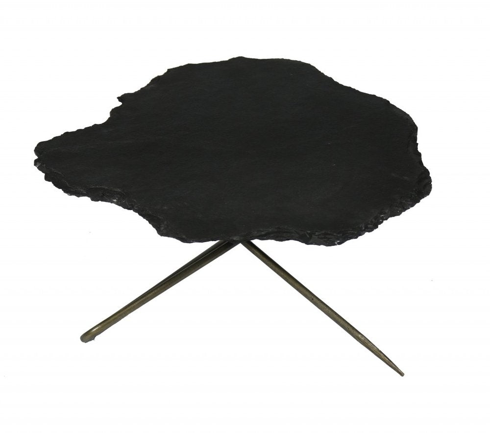 Set of Two Brown Stone and Iron Free Form Bunching Coffee Tables HomeRoots