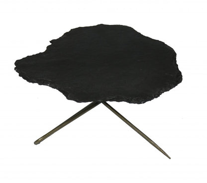 Set of Two Brown Stone and Iron Free Form Bunching Coffee Tables HomeRoots