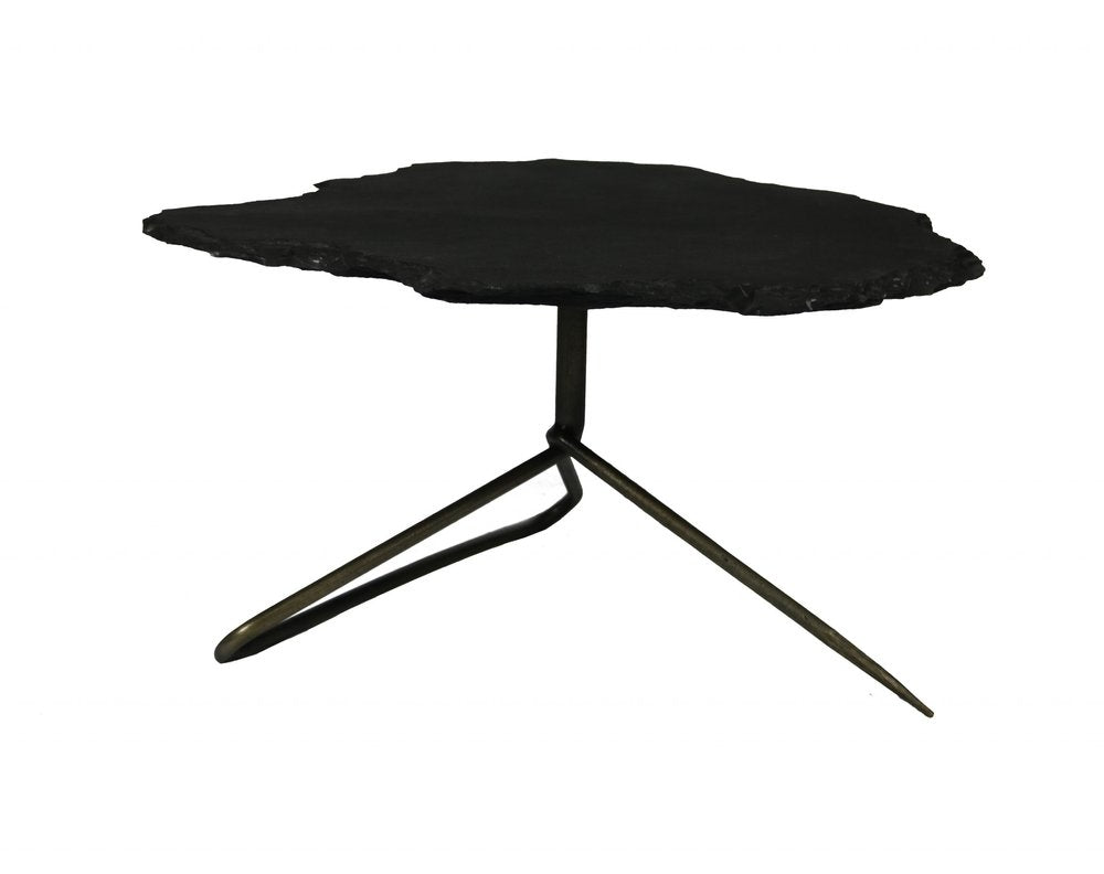 Set of Two Brown Stone and Iron Free Form Bunching Coffee Tables HomeRoots