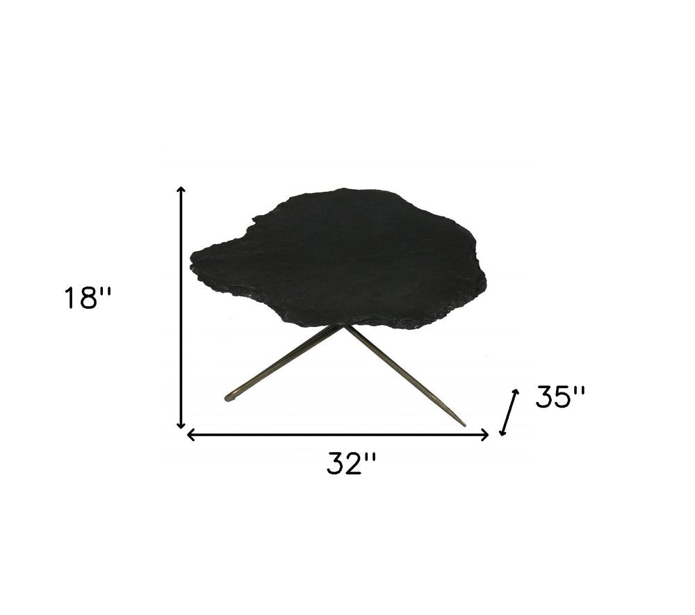 Set of Two Brown Stone and Iron Free Form Bunching Coffee Tables HomeRoots