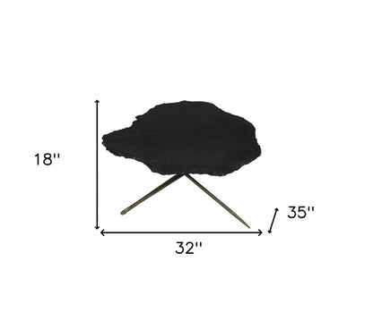 Set of Two Brown Stone and Iron Free Form Bunching Coffee Tables HomeRoots