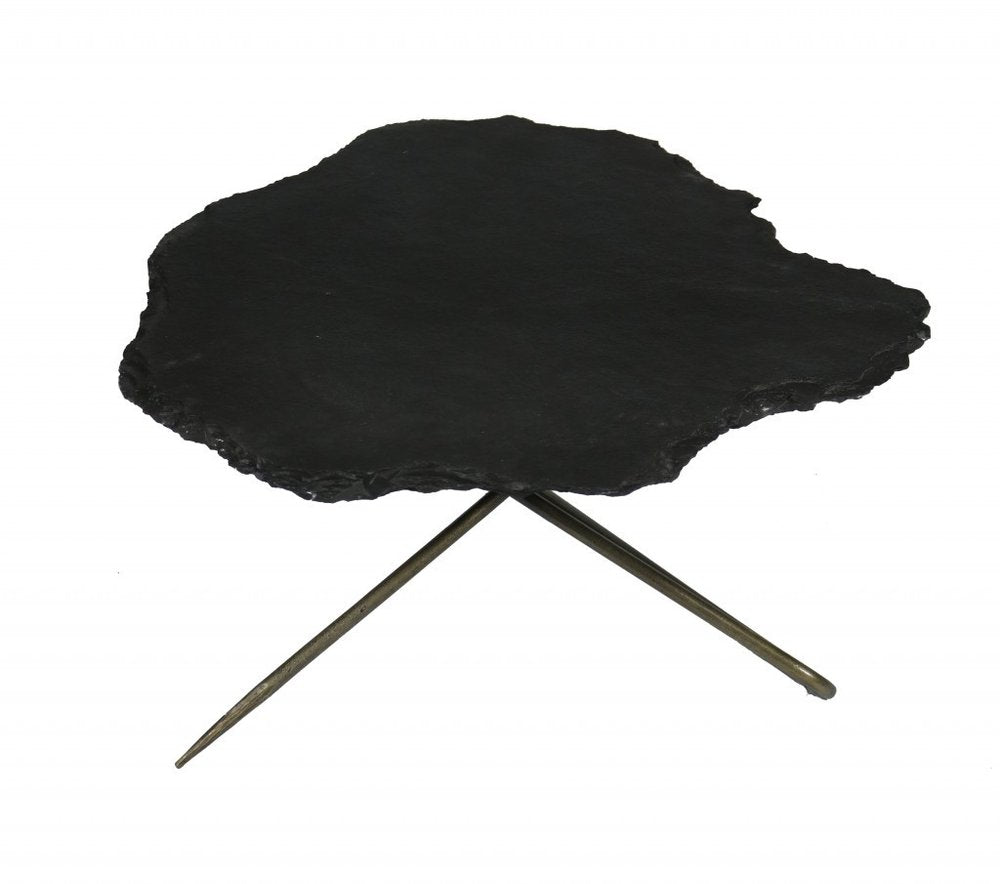 Set of Two Brown Stone and Iron Free Form Bunching Coffee Tables HomeRoots