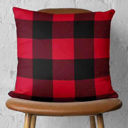 Red and Black Buffalo Plaid Throw Pillow FurniFindUSA