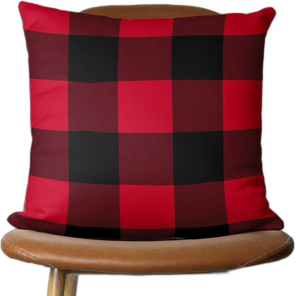 Red and Black Buffalo Plaid Throw Pillow FurniFindUSA