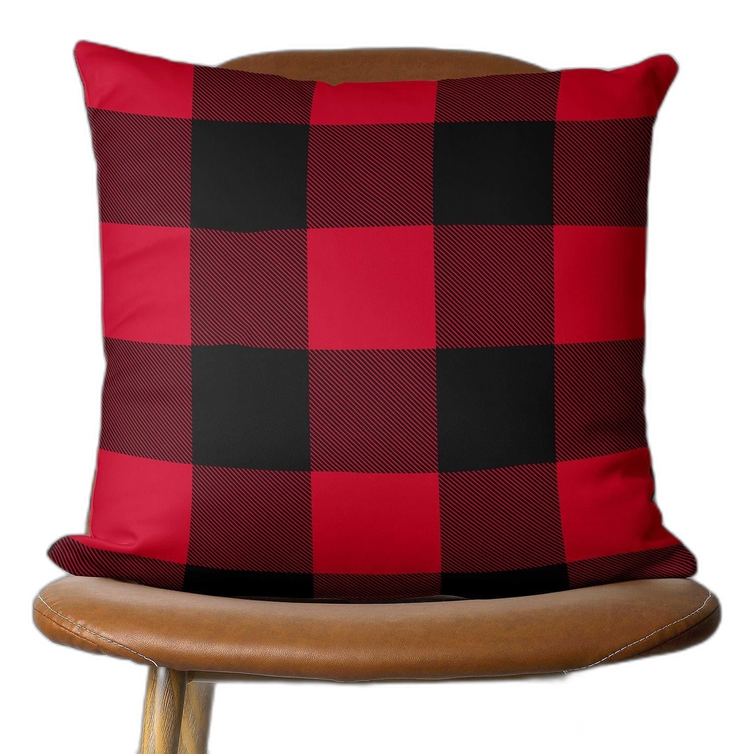 Red and Black Buffalo Plaid Throw Pillow Cover FurniFindUSA