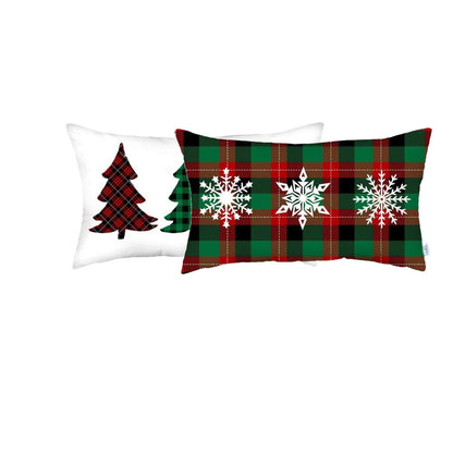 Set of 2 Christmas Plaid Lumbar Decorative Pillow Covers FurniFindUSA