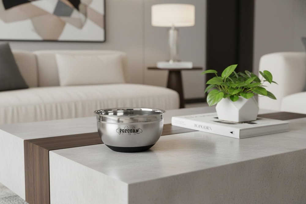 Sleek Stainless Steel Popcorn Serving Bowl HomeRoots