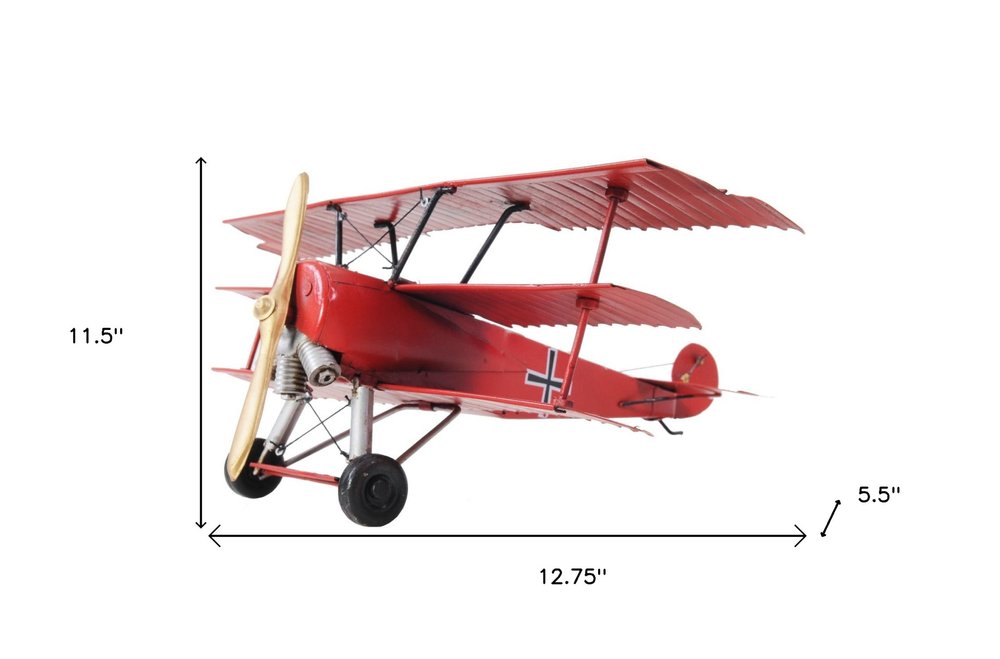 6" Red Metal Hand Painted Model Airplane HomeRoots