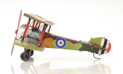 7" Green Metal Hand Painted Model Airplane Tabletop Sculpture HomeRoots