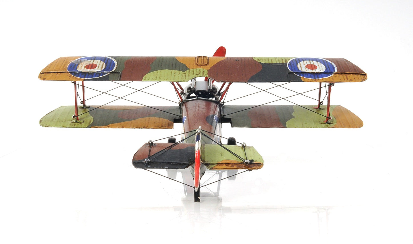 7" Green Metal Hand Painted Model Airplane Tabletop Sculpture