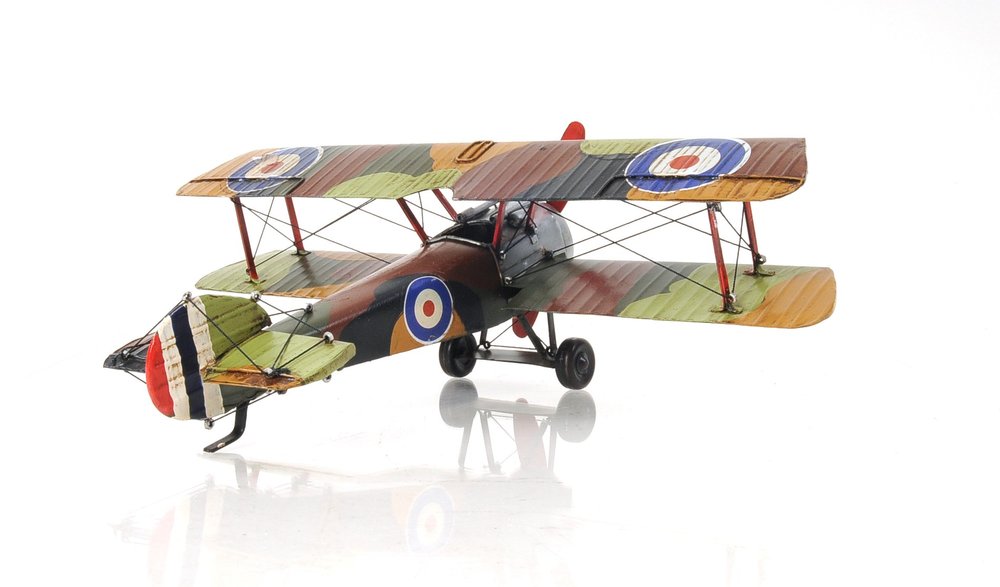 7" Green Metal Hand Painted Model Airplane Tabletop Sculpture — view 4