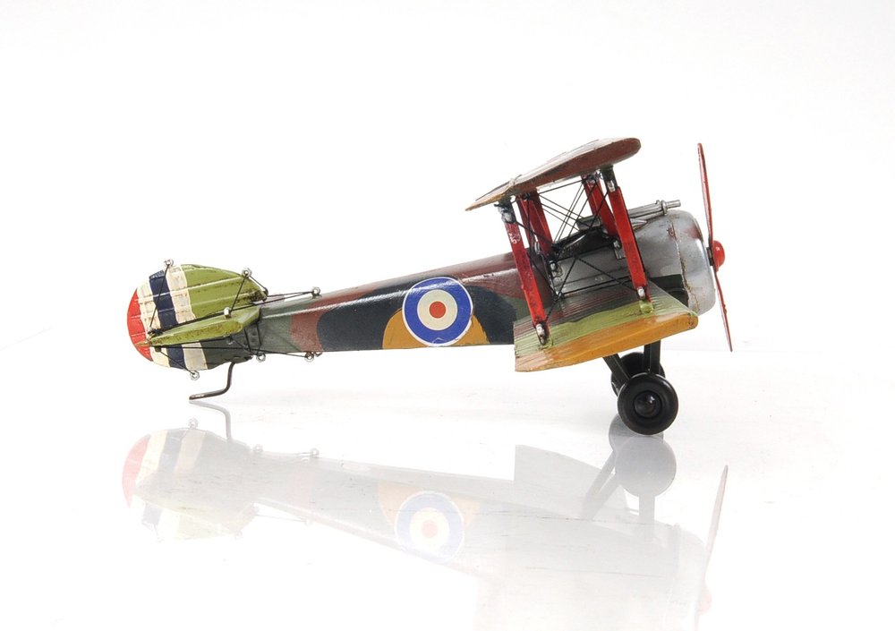 7" Green Metal Hand Painted Model Airplane Tabletop Sculpture HomeRoots