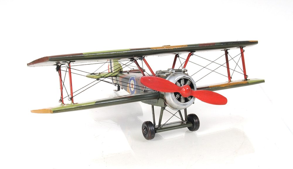 7" Green Metal Hand Painted Model Airplane Tabletop Sculpture HomeRoots
