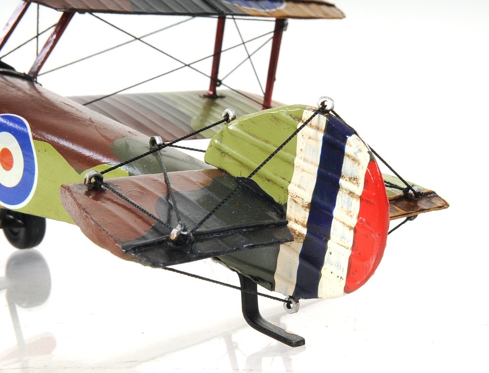 7" Green Metal Hand Painted Model Airplane Tabletop Sculpture — view 7