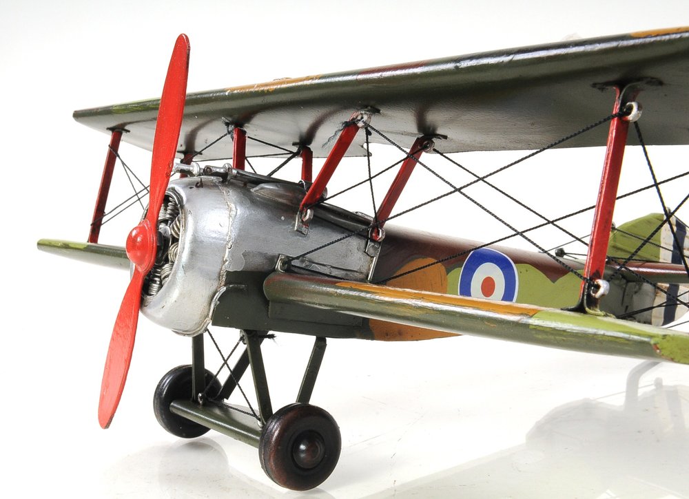 7" Green Metal Hand Painted Model Airplane Tabletop Sculpture — view 8