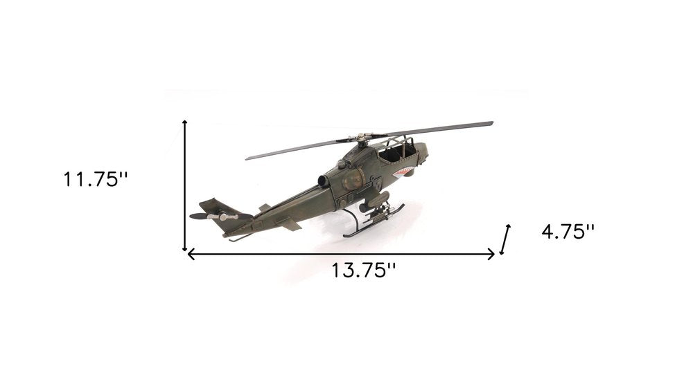 5" Green Metal Hand Painted Model Airplane Tabletop Sculpture — view 8