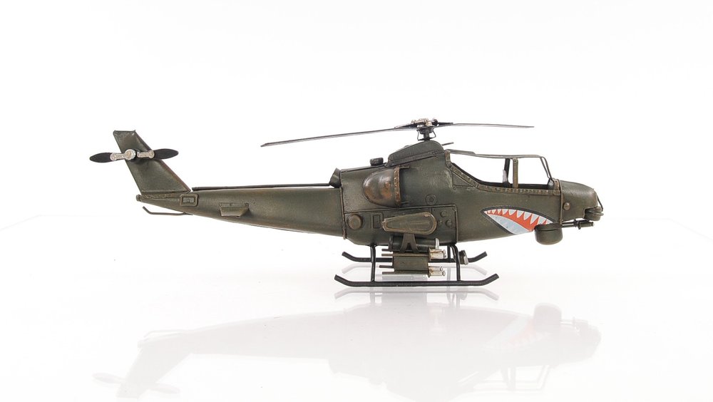 5" Green Metal Hand Painted Model Airplane Tabletop Sculpture — view 6