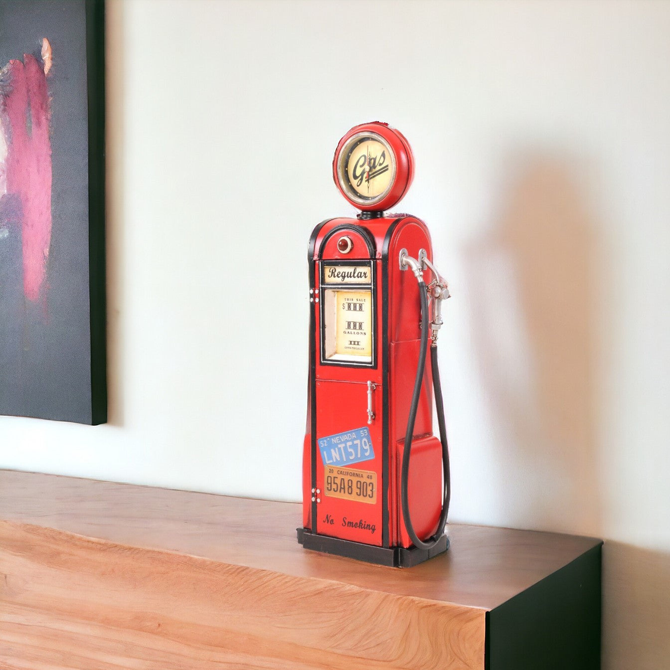 21" Red Metal Hand Painted Tabletop Sculpture