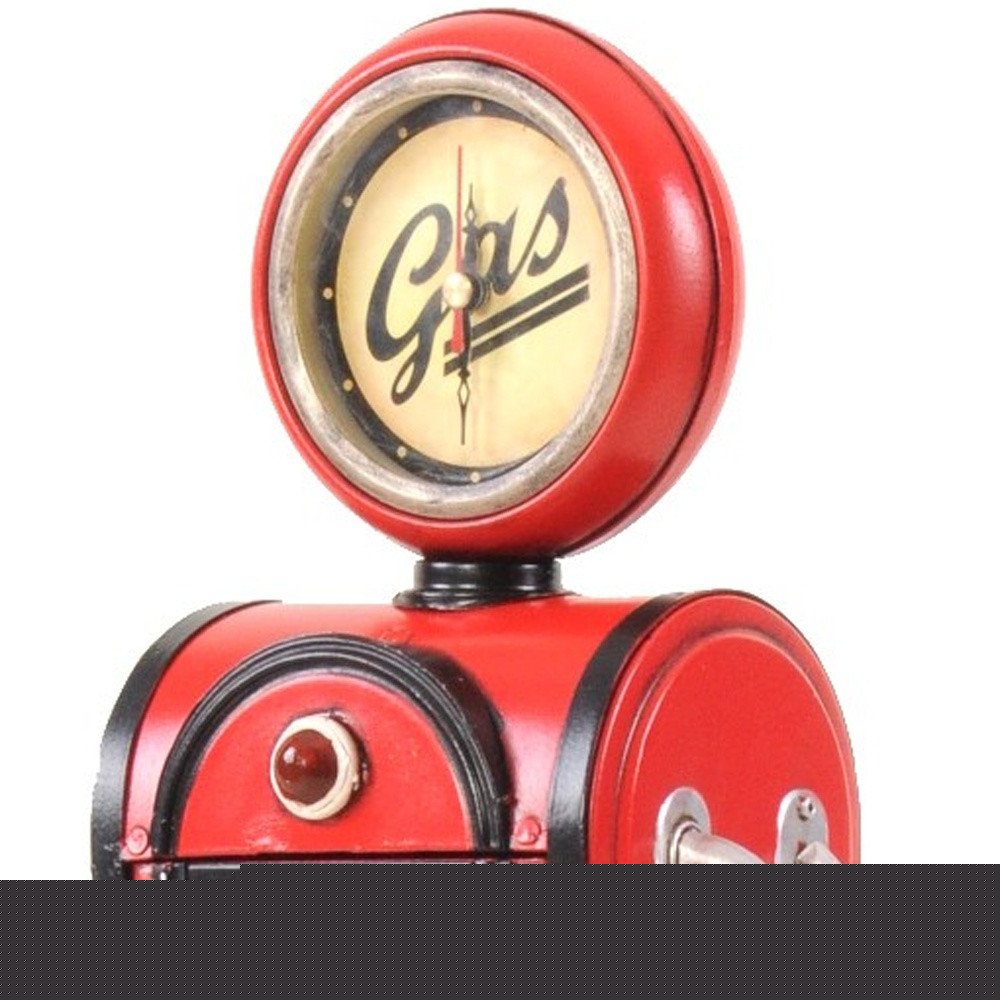 21" Red Metal Hand Painted Gas Pump Clock Sculpture HomeRoots