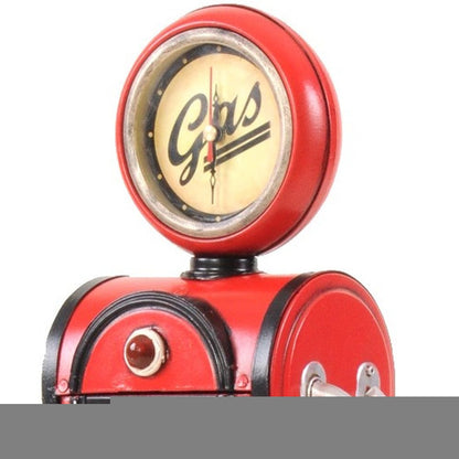 21" Red Metal Hand Painted Gas Pump Clock Sculpture HomeRoots