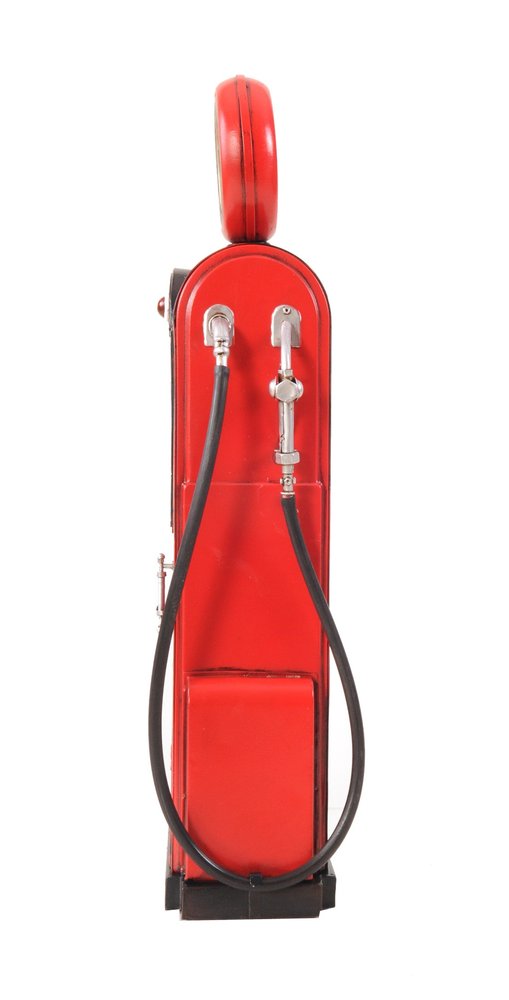 21" Red Metal Hand Painted Gas Pump Clock Sculpture HomeRoots