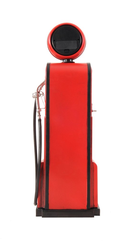 21" Red Metal Hand Painted Gas Pump Clock Sculpture — view 3