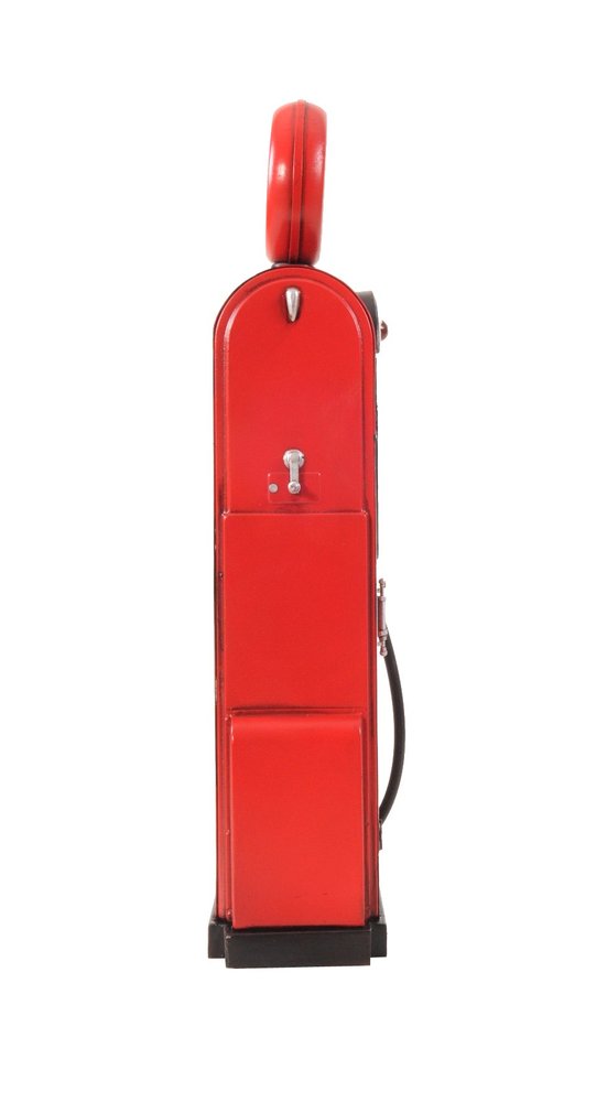 21" Red Metal Hand Painted Gas Pump Clock Sculpture HomeRoots