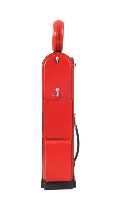 21" Red Metal Hand Painted Gas Pump Clock Sculpture HomeRoots
