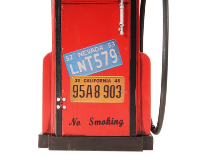21" Red Metal Hand Painted Gas Pump Clock Sculpture HomeRoots