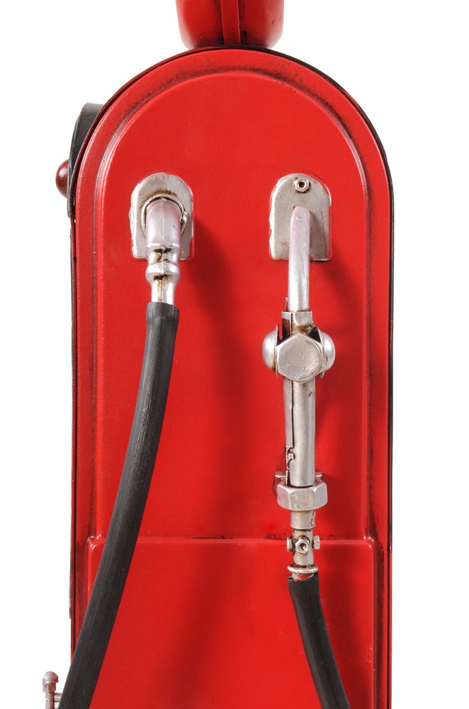 21" Red Metal Hand Painted Gas Pump Clock Sculpture — view 7