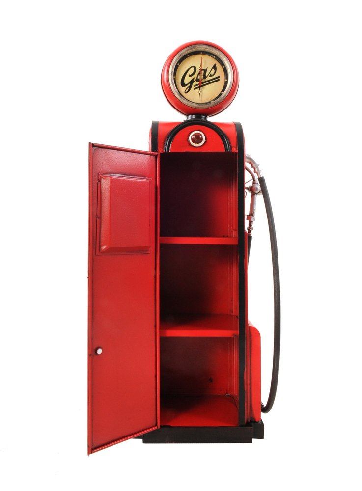 21" Red Metal Hand Painted Gas Pump Clock Sculpture HomeRoots