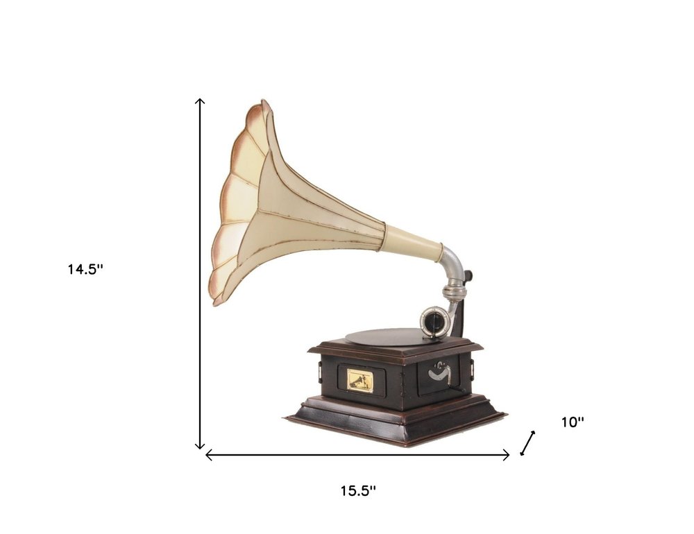 c1911 HMV Gramophone Built to Scale Model Sculpture — view 10