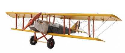 8" Yellow Red And Gray Metal Hand Painted Air Plane HomeRoots