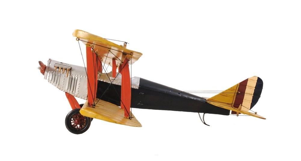 8" Yellow Red And Gray Metal Hand Painted Air Plane — view 2