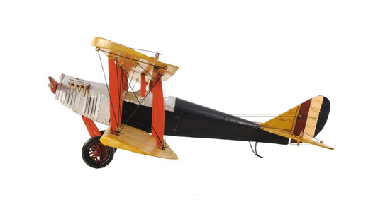 8" Yellow Red And Gray Metal Hand Painted Air Plane HomeRoots