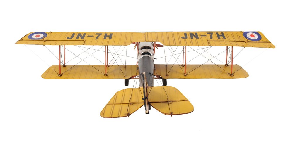 8" Yellow Red And Gray Metal Hand Painted Air Plane — view 3