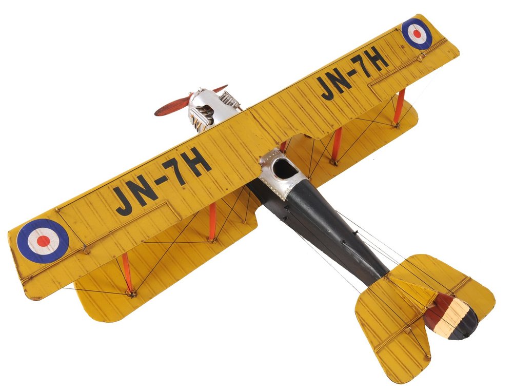 8" Yellow Red And Gray Metal Hand Painted Air Plane HomeRoots
