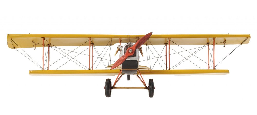 8" Yellow Red And Gray Metal Hand Painted Air Plane HomeRoots